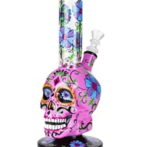 10" Sugar Skull Themed Glass Bong