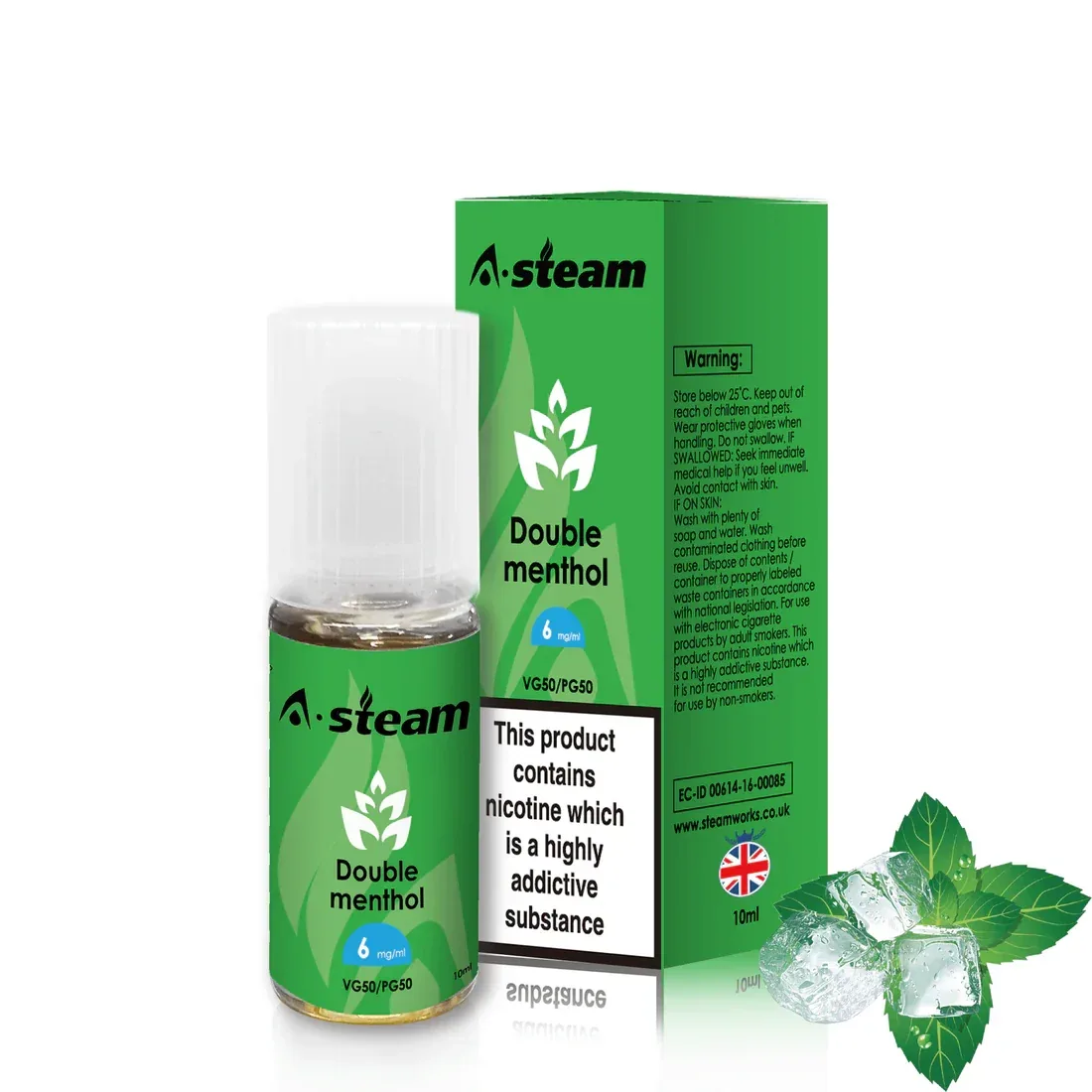 Double Menthol A-Steam 10ml Premium Vape Juice - Pack of 10 Bottles