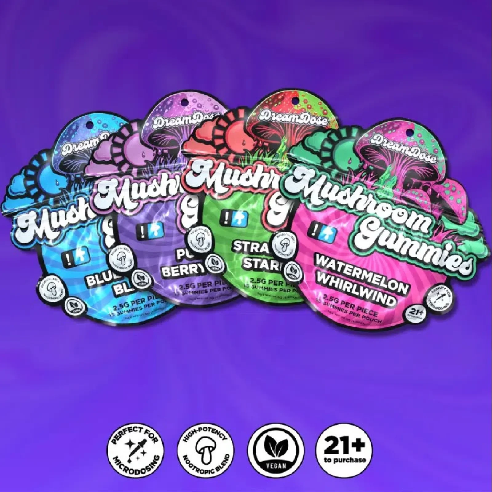 Dream Dose Blue Cosmic Blast Mushroom Gummies - Image 2