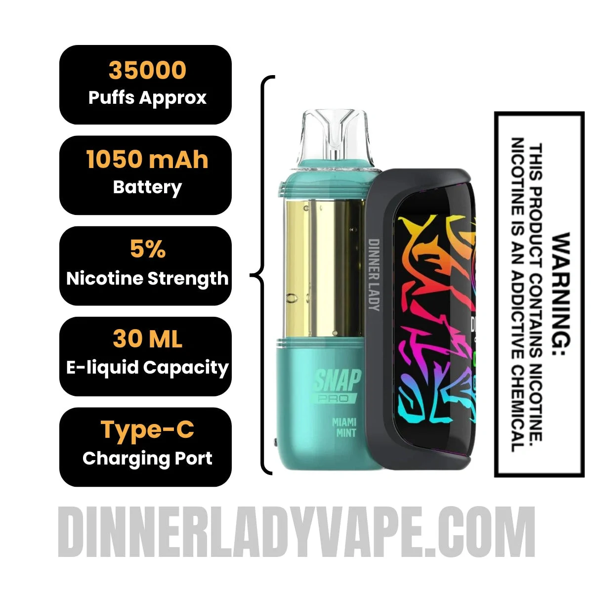 Miami Mint Dinner Lady Snap Pro 35K Disposable Vape Kit - Image 2