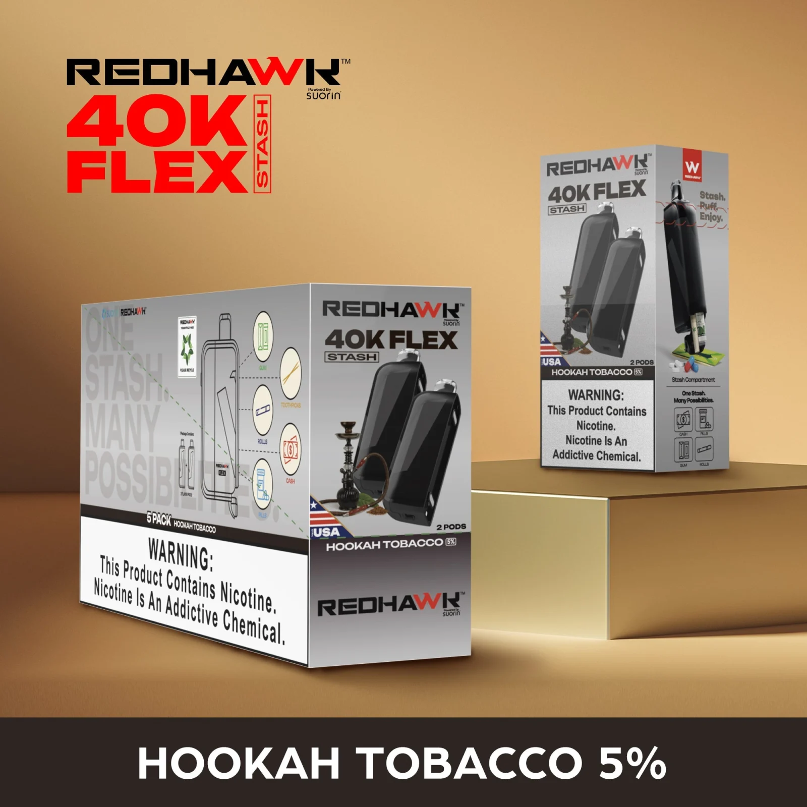 RedHawk 40K FLEX Stash HOOKAH TOBACCO 2 Pack Replacement Pods - Image 2
