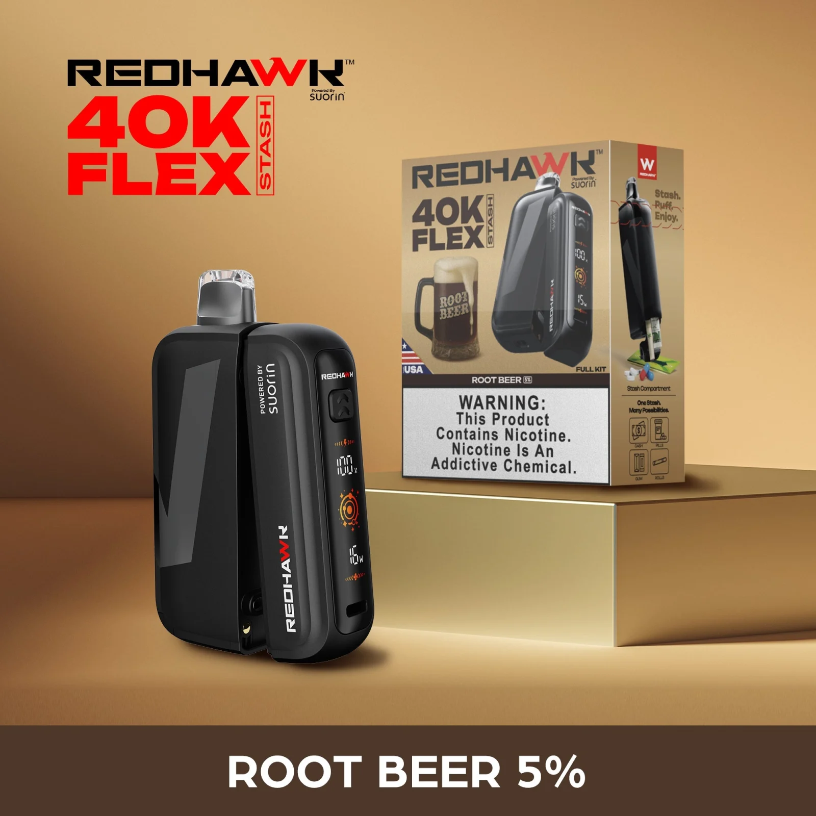 RedHawk 40K Puff FLEX Stash Disposable Vape - Root Beer