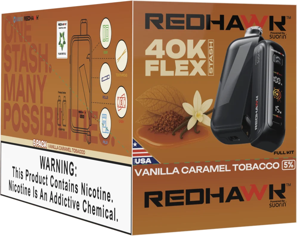 RedHawk 40K Puff FLEX Stash Disposable Vape - Vanilla Caramel Tobacco - Image 2