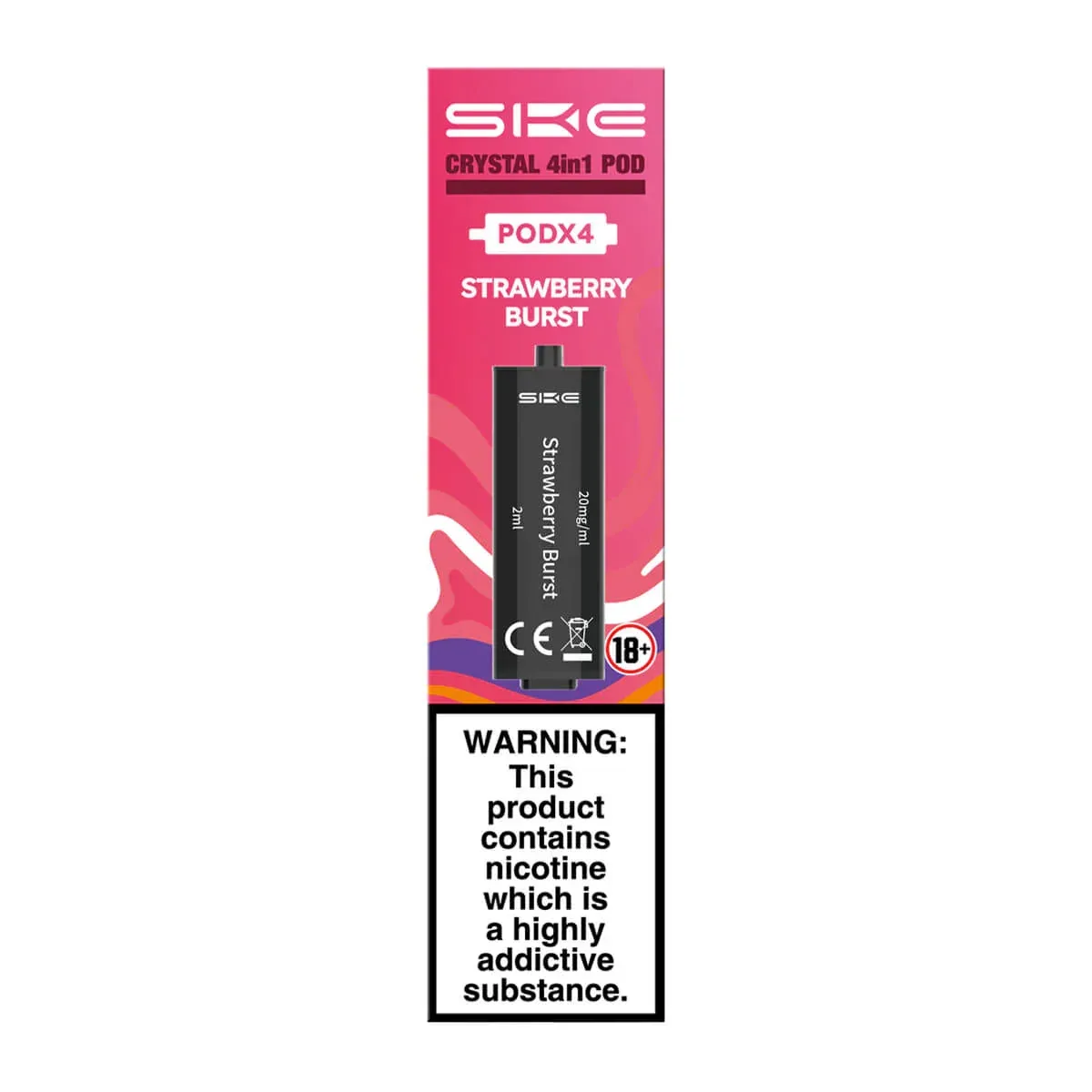 Strawberry Burst SKE Crystal 4-in-1 Prefilled Pods - 2400 Puffs, 20mg, 2ml