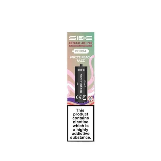 White Peach Razz SKE Crystal 4-in-1 Prefilled Pods - 2400 Puffs, 20mg, 2ml