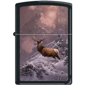 Zippo Lighter - Blaylock The Lone Bull Elk Black Matte